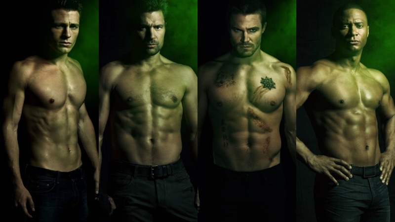digital composite, Stephen Amell, shirtless, young adult, abdominal muscle, young men, black background, indoors, adult, semi-dress, front view, sport