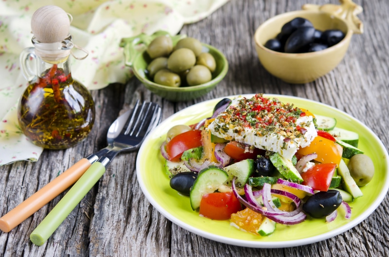 eating utensil, bowl, cucumbers, freshness, fruit, healthy eating, olive, tomatoes, meal, kitchen utensil, 5K, food, cheese, greens, table knife, plate