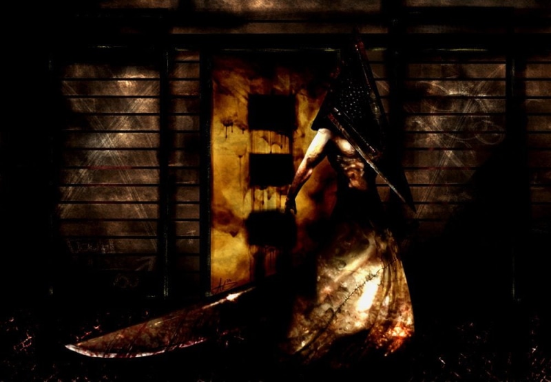 large, Pyramid Head, person, Silent Hill, 480P, holding, blade, digital