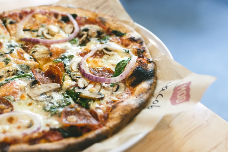 rustic, mushrooms, salami, baked, italian Cuisine, wood - Material, herb, tomato, gourmet, freshness, food, indoors, close-up, dinner, pizzeria, food And Drink