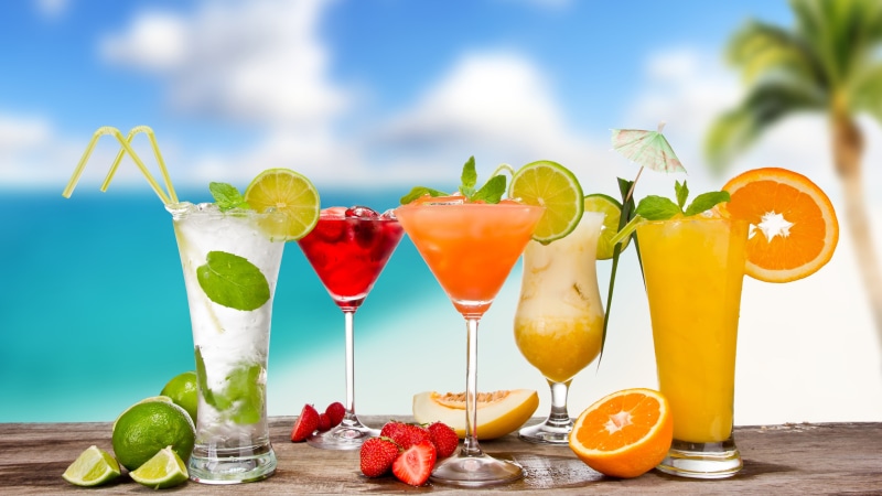 Cocktails, Glass, Mojito, Melon, Strawberry, 4K, Summer, Orange, Cups, Drinks