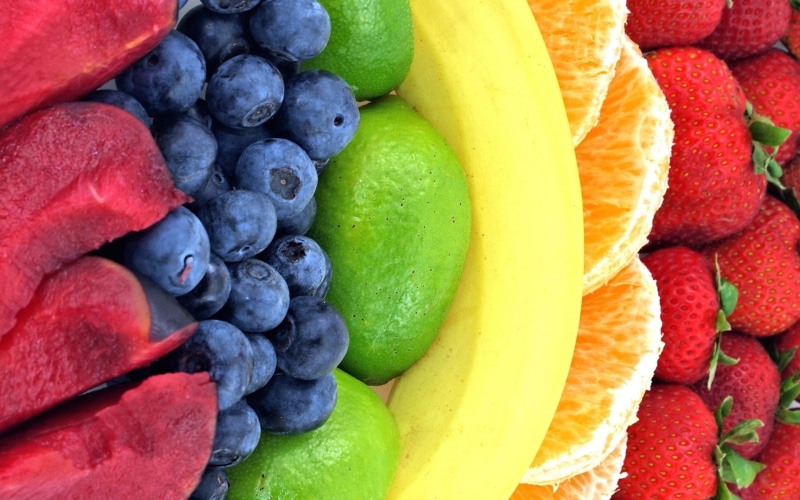 Plum, Orange, 1080P, Rainbow, Fruits, Lemon, Blackberry, Strawberry, Banana