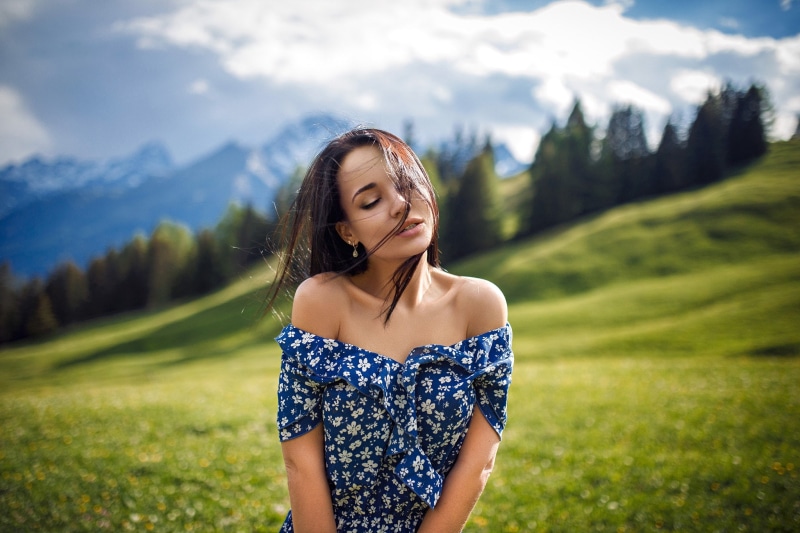 portrait, 1080P, Angelina Petrova, women, depth of field, closed eyes, women outdoors, Denis Petrov