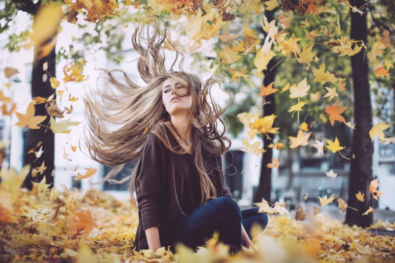 change, hair, relaxation, 1080P, leaf, s, one Person, leaves, autumn, women outdoors, season, fun, beauty In Nature, happiness, joy, teenage Girls, smiling