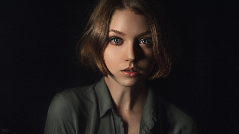 collared, top, headshot, beautiful people, human face, one person, hair, adult, teenager, studio shot, contemplation, s, looking at camera, front view