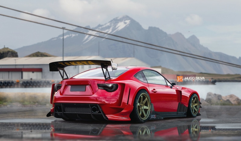 photoshop, built structure, sky, luxury, mode of transportation, road, car, water, travel, red, mountain range, nature, transportation, architecture, 1080P