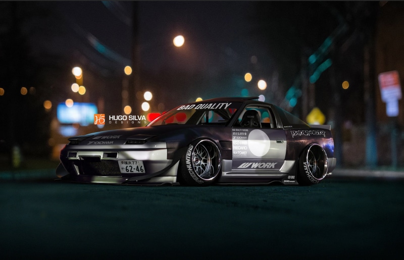 architecture, 1080P, vehicle light, road, racing, motor vehicle, night, land vehicle, city, transportation, headlight, stance, city street, street, built structure