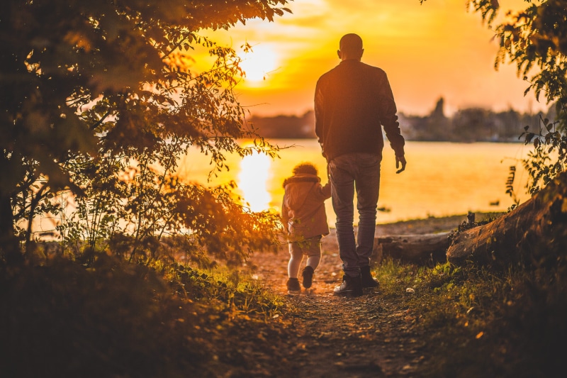 father, positive emotion, full length, outdoors, sunrise, men, dad, parent, plant, people, leisure activity, son, child, tree, sky, life, sister, 5K, childhood