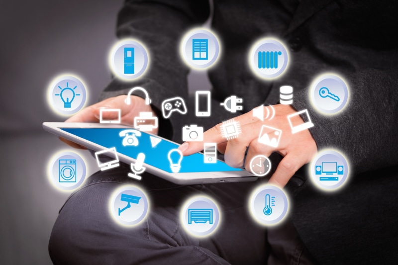 security, communication, computer icon, social networking, 4K, smart home, wireless technology, tablet, house, touch screen, door, blue, temperature, smarthome