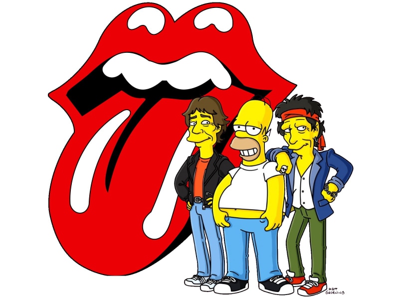 Keith Richards, child, Homer Simpson, tongues, simpson, cut out, The Simpsons, Mick Jagger, males, teenage boys, adult, adolescence, standing, cartoon