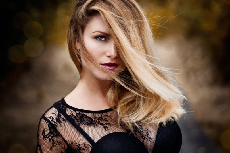hair, hair in face, beautiful woman, make-up, looking at viewer, 1080P, lipstick, portrait, young adult, glamour, beautiful people, red lipstick, contemplation