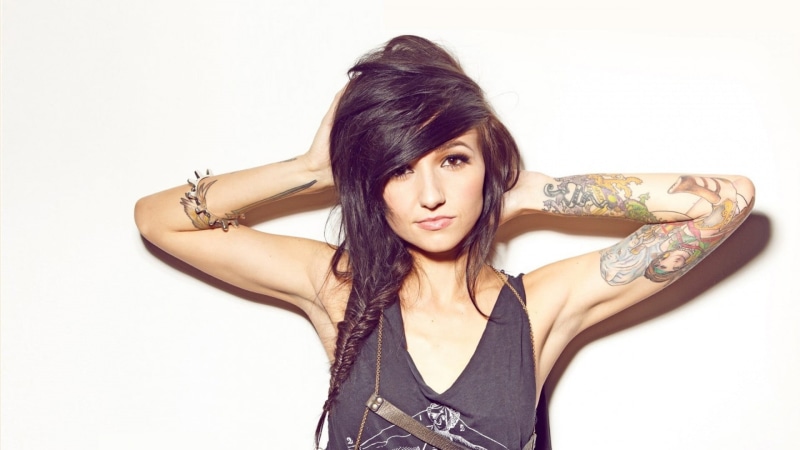 women, long hair, hair, studio shot, beautiful woman, human arm, portrait, indoors, front view, beauty, tattoo, 1080P, young women, looking at camera