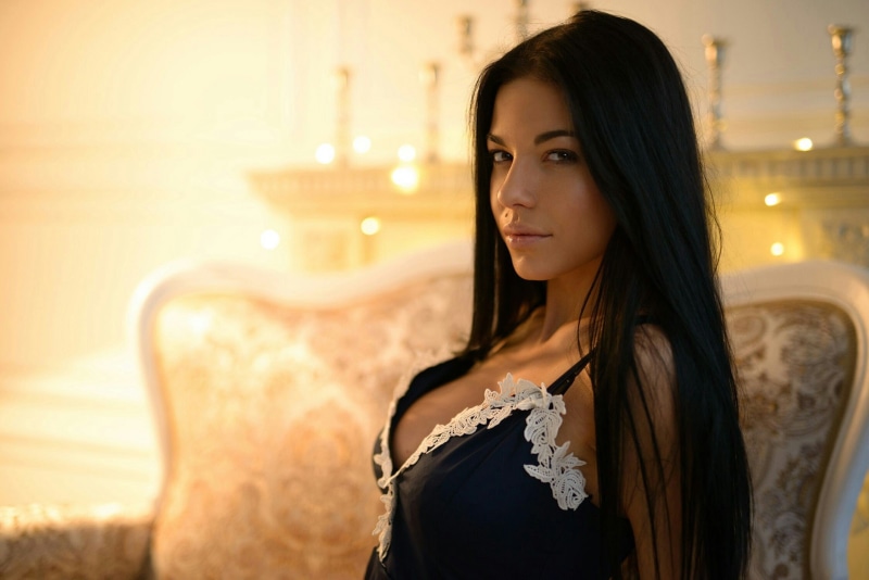 lights, women, model, face, looking at viewer, Marina Shimkovich, long hair, Anton Pechkurov, 1080P