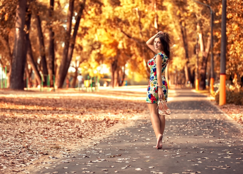 full length, relaxation, beautiful, nature, Anton Pechkurov, autumn, fashion Model, day, girls, one Person, yellow, plant, summer, multicolored, females