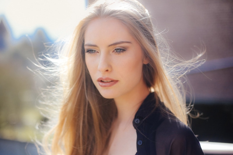 portrait, women, face, David Olkarny, blue eyes, 1080P, blonde, Camille Rochette