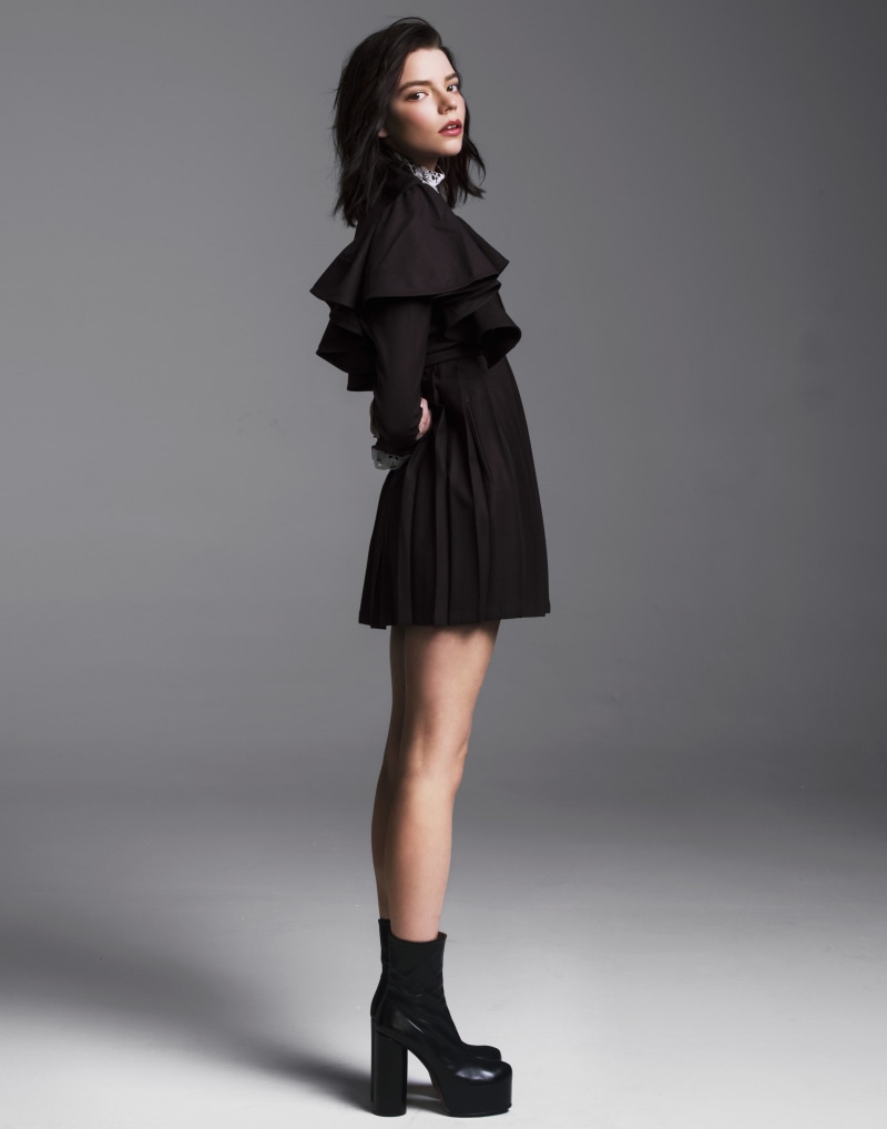 haute couture, fashion, gray, actress, dress, high heels, one person, shoe, women, hair, young adult, studio shot, standing, elegance, glamour, Anya Taylor-Joy