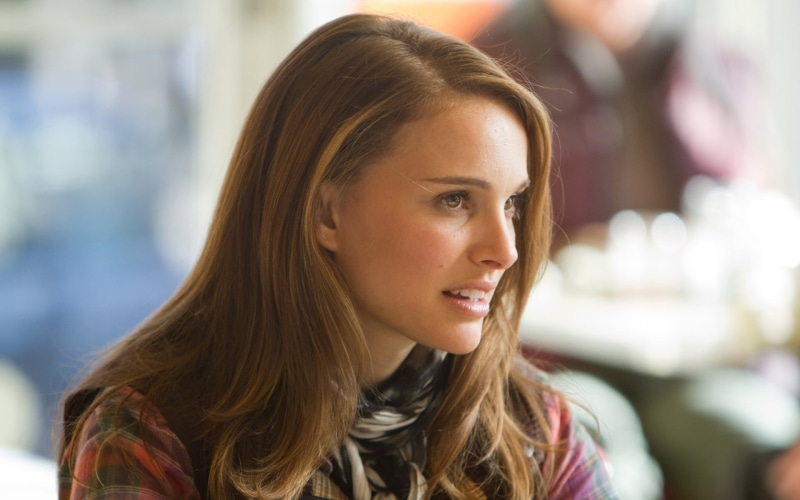 headshot, contemplation, looking, young women, hair, one person, Natalie Portman, scarf, brown hair, warm clothing, face, close-up, lifestyles, actress