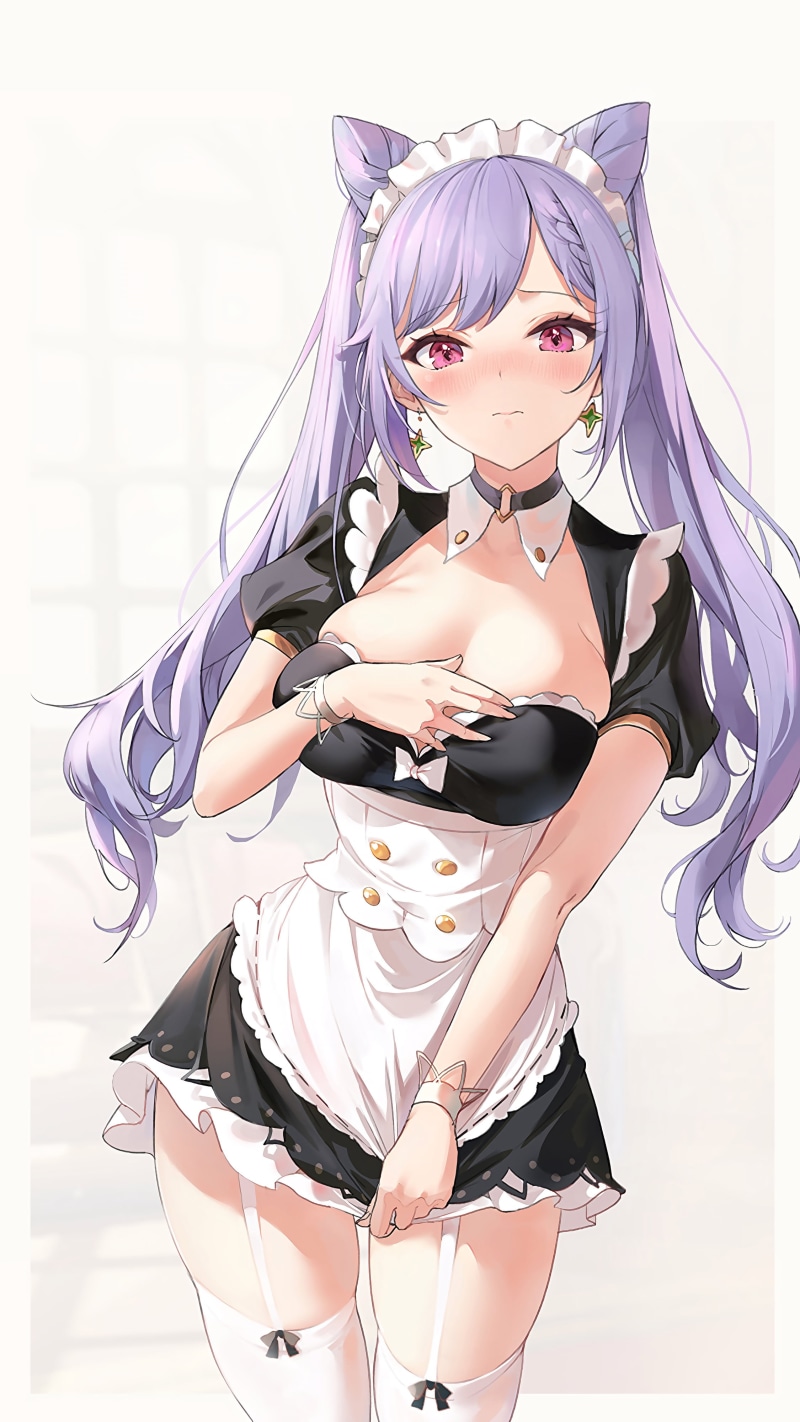 keqing (genshin impact), maid outfit, 4K, Genshin Impact, anime girls