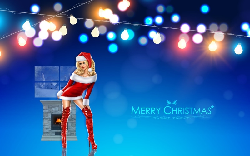 Santa hats, Santa girl, costume, communication, decoration, text, santa, red, fireplace, Christmas, clothing, one person, picture, merry, human representation