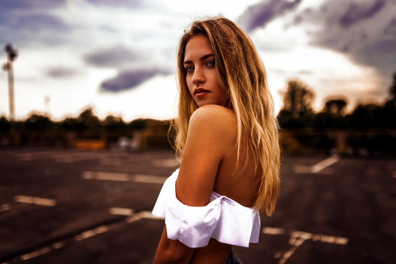 depth of field, portrait, women outdoors, 1080P, tanned, blonde, Miro Hofmann, women