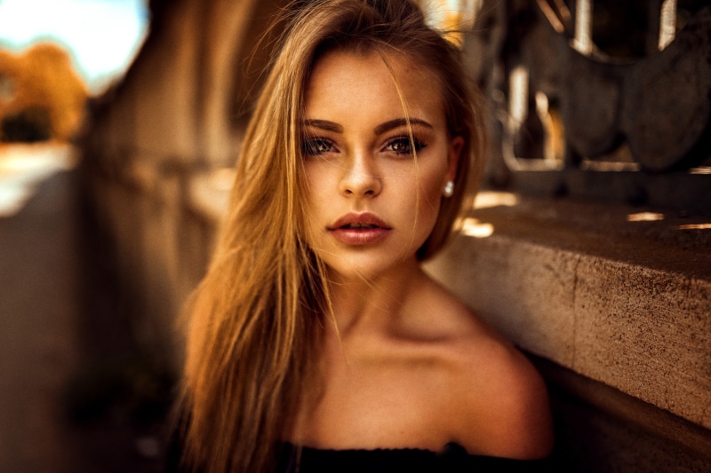 portrait, women, 1080P, depth of field, Miro Hofmann, tanned, blonde