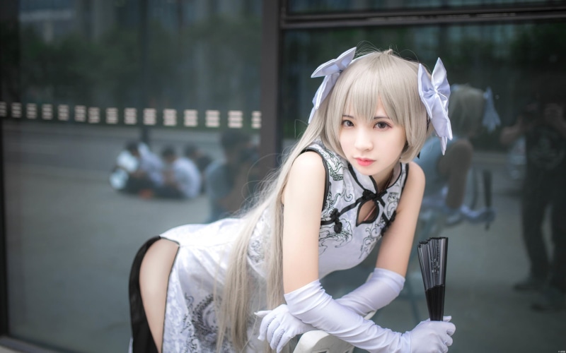 Cheongsam, cosplay, gloves, Kasugano Sora, 2K, Chinese dress, arched back, asian cosplayer