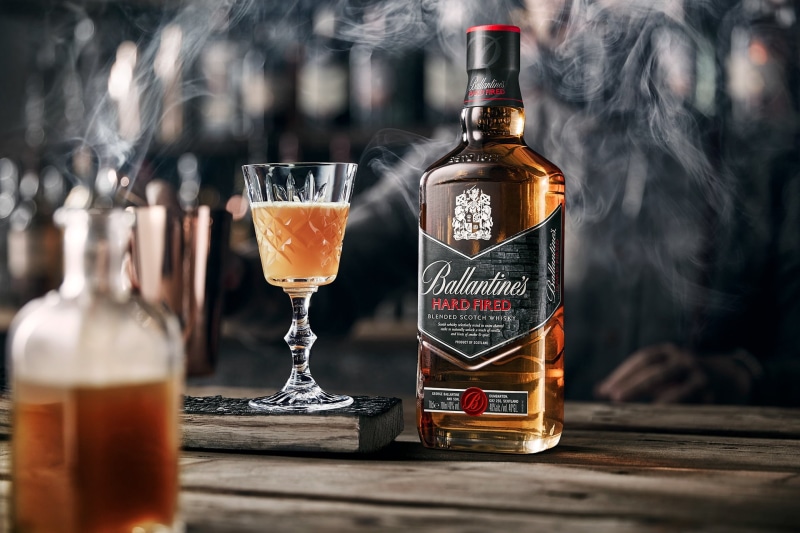 smoke, glass, Ballantines, Whiskey, drink, alcohol, 1080P