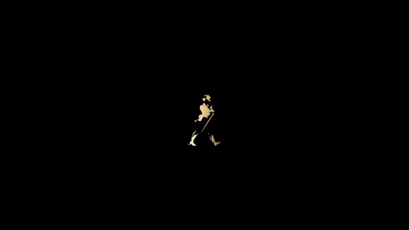 whisky, Johnnie Walker, original characters, black background, 1080P, monochrome, walking, logo, minimalism