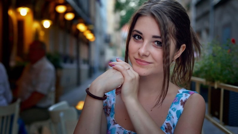 beautiful woman, adult, Dana Kareglazaya, young Adult, cute, sleeveless, blue, women, mobile Phone, cafe, s, elegance, caucasian Ethnicity, city, lifestyles
