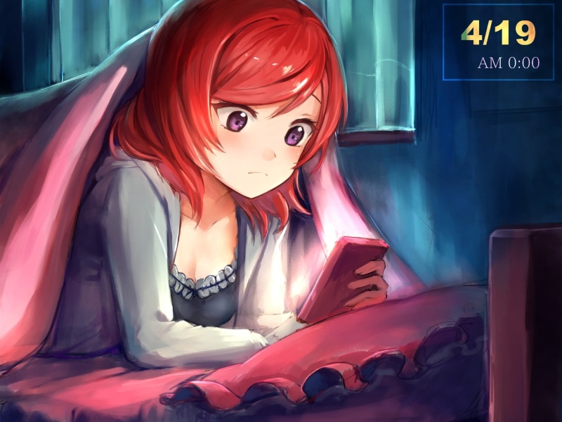 Use, Girl, 1080P, Phone, Hair, Red, Anime