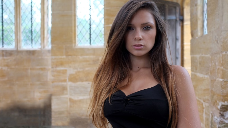 black, top, strap, Louisa Marie, adolescence, hazel eyes, wall, hairstyle, beautiful woman, brick, brunette, s, beautiful people, women outdoors, teenager