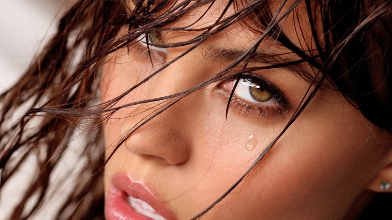 brunette, wet hair, contemplation, human hair, one person, open mouth, eye, eyes, tears, model, long hair, Victoria Valmer, face, hair, beautiful woman