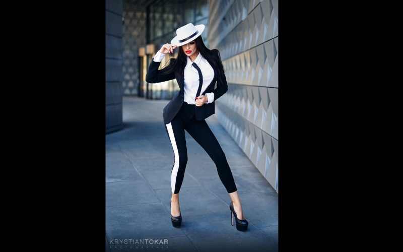 women, 720P, Krystian Tokar, tie, legs, model, hat