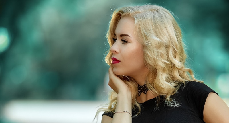 portrait, mouth open, hand on face, beautiful people, beauty, fashion, glamour, young adult, long hair, lipstick, profile view, make-up, human face, blond hair