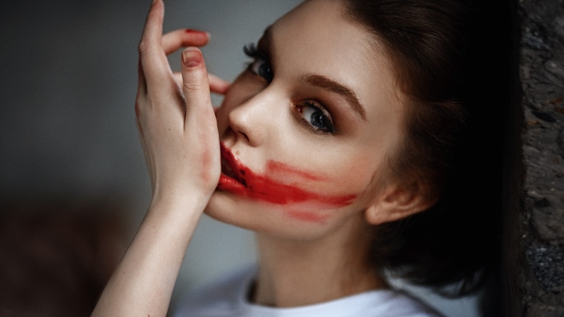 human limb, portrait, indoors, women, Olya Pushkina, lipstick, human arm, human body part, young adult, one person, close-up, face, hair, beauty, Georgy Chernyadyev
