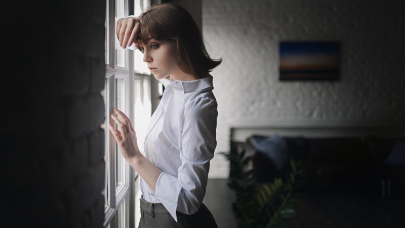 Sergey Fat, Olya Pushkina, white shirt, portrait, 1080P, women