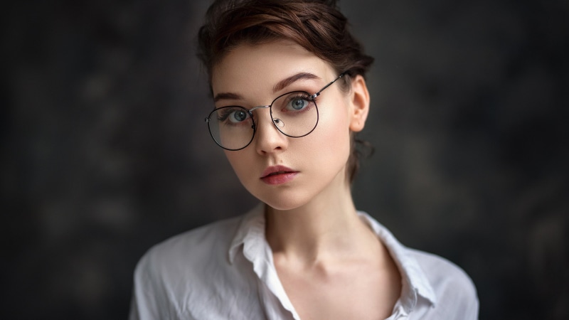 portrait, Olya Pushkina, 1080P, depth of field, women, face, women with glasses