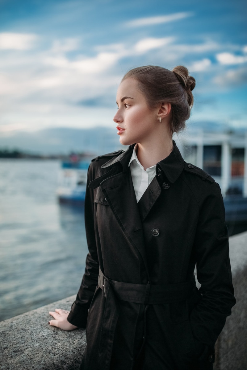 white shirt, looking away, 1080P, women, Julia Tavrina, portrait display, Ivan Proskurin, women outdoors, brunette, glamour women, hands in pockets, glamour