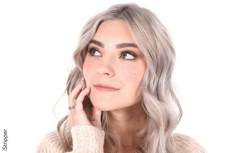 4K, sweater, Eva Elfie, white hair