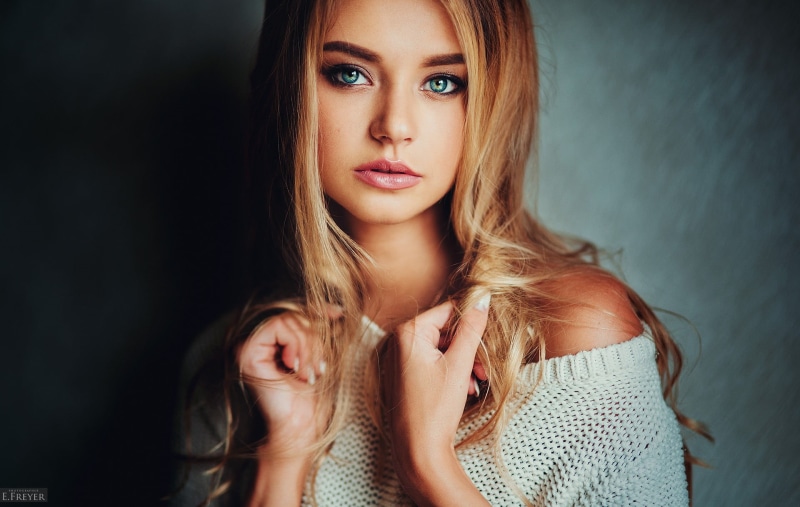hair, white nails, young women, Evgeny Freyer, adult, face, women, long hair, females, headshot, beautiful woman, young adult, brown hair, holding hair
