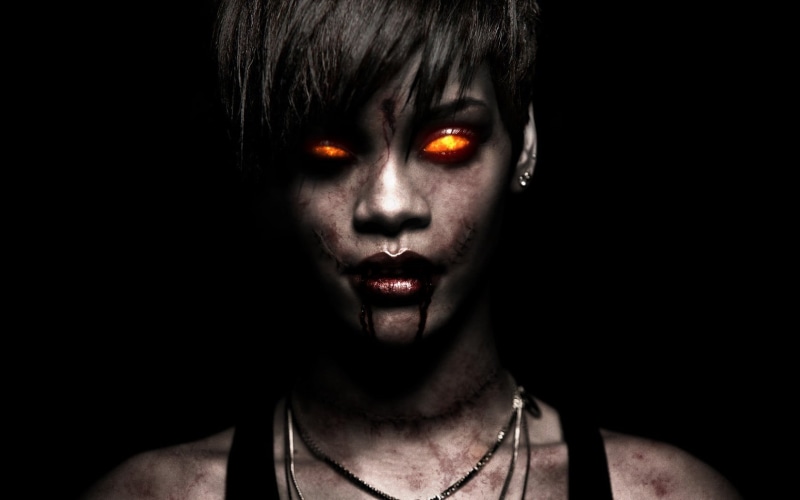 aggression, beautiful woman, demon - fictional character, human face, monster, one person, ebony, 720P, dark, human body part, vampire, close-up, portrait