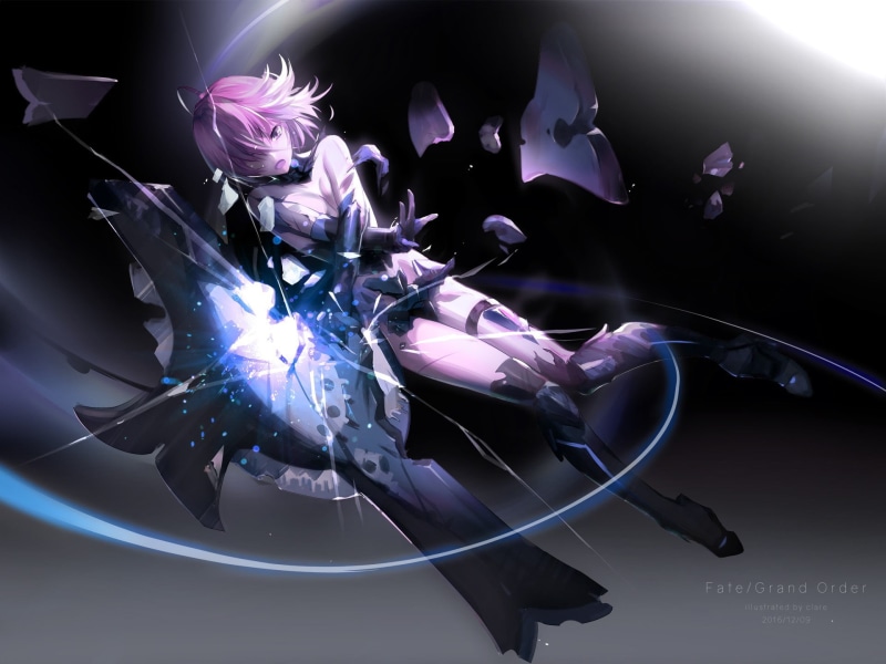 pink, holding, @CLare, Fate/Grand Order, glowing, purple, elbow gloves, Matthew Kyrielite, fragility, sword, electricity, no people, vulnerability, digital composite