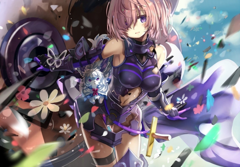 festival, artificial, flower, blushing, animated, creativity, art and craft, short hair, Fou (Fate/Grand Order, representation, 720P, violet eyes, selective focus