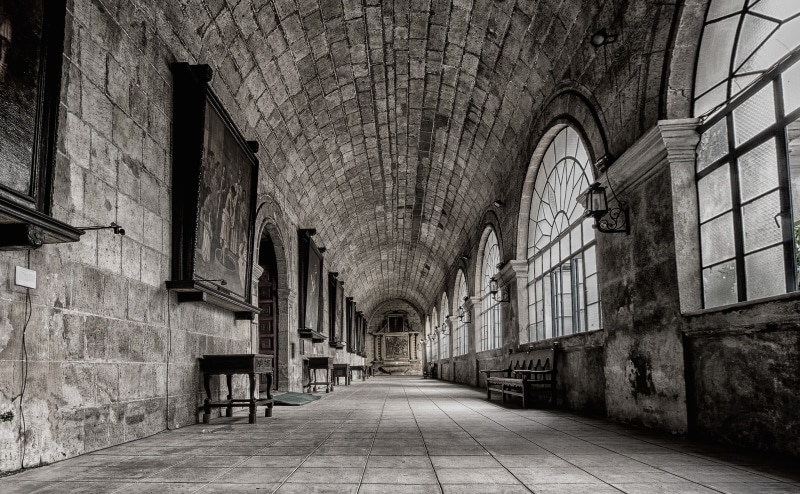intramuros, diminishing perspective, colonnade, nationalcapitalregion, empty, the past, console, 4K, indoors, no people, Vintage, built structure, corridors