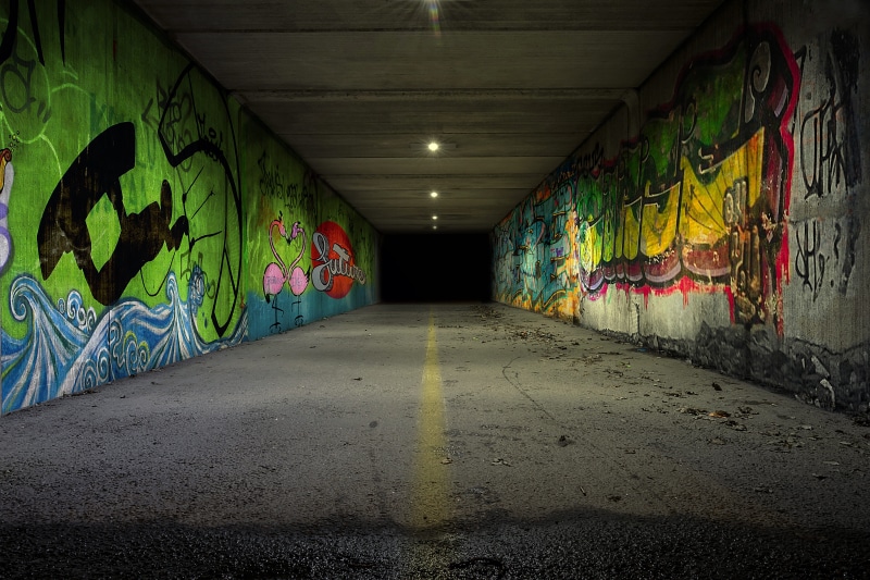 street art, messy, subway, old, graffiti was, tunnel, light at the end of the tunnel, Graffiti, traffic, road, art and craft, dirty, no People, built structure