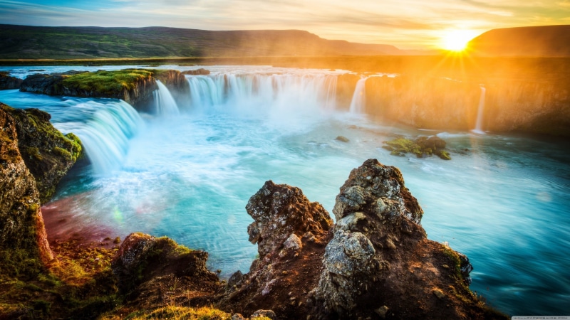 landscape, solid, golden, power in nature, sunset, environment, valley, sea, flowing water, nature, beauty in nature, non-urban scene, long exposure, flowing