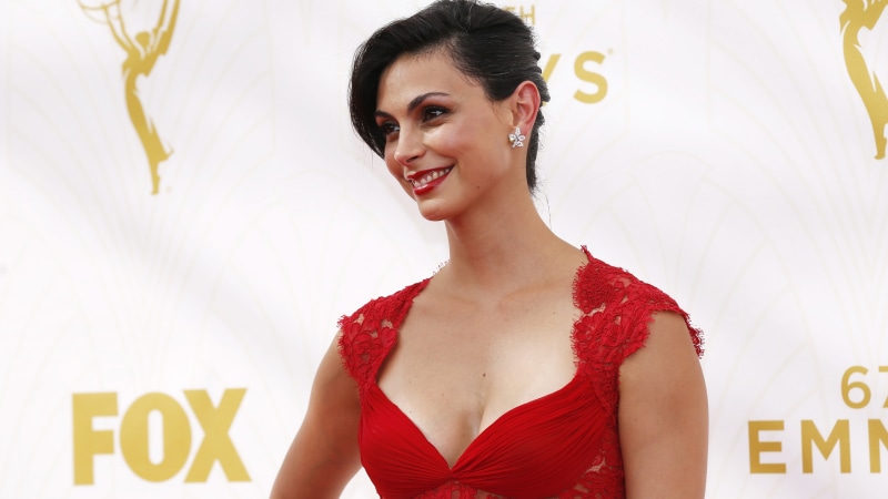 photo, Morena Baccarin, 4K, plunging, cap, red, woman, sleeved, 4k, dress