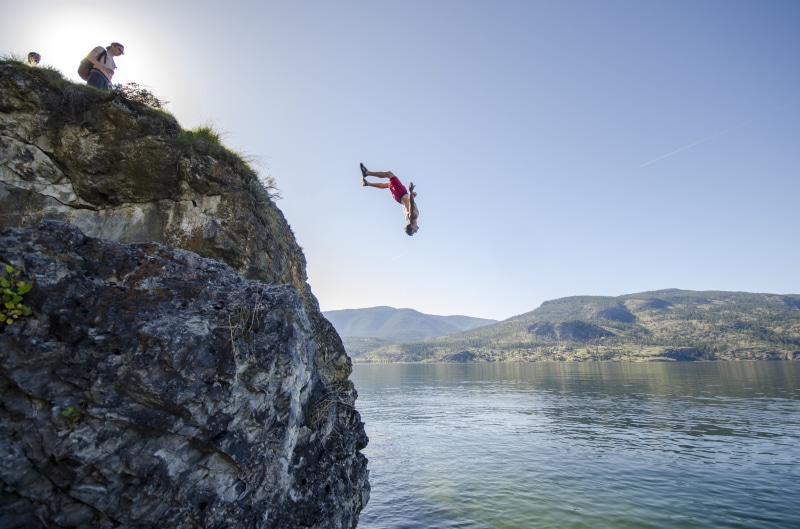 4K, rock, rock - object, mountain range, mountain, fun, joy, mid-air, solid, summer, nature, extreme sports, jumping, vitality, outdoors, sport, jump