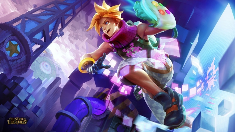 indoors, ADC, toy, multi colored, one person, full length, real people, young adult, 1080P, women, lifestyles, low angle view, Ezreal, carnival - celebration event