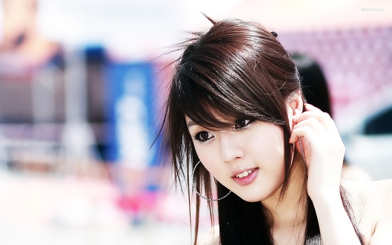 Asian, eyeliner, Hwang Mi Hee, women, women outdoors, portrait, 1080P, brunette